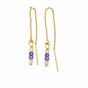 TH308 Tanzanite and Lemon Quartz Gold Threaders